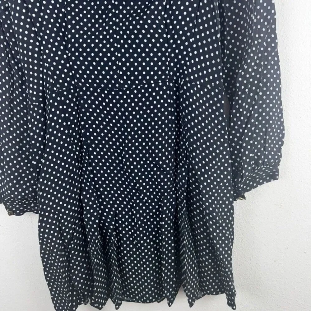 Coach 0 Polka Dot Bib Dress Long Sleeve Mini Shift Women’s Party Designer Preppy